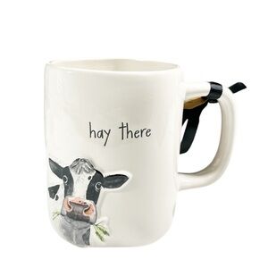 NEW Rae Dunn HAY THERE Watercolor Farmhouse Cow Mug